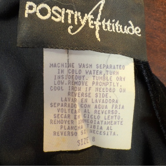 Vintage Velvet Floral Belted Whimsigoth Black Witchy Long Sleeve Crew Neck Dress - Picture 16 of 16